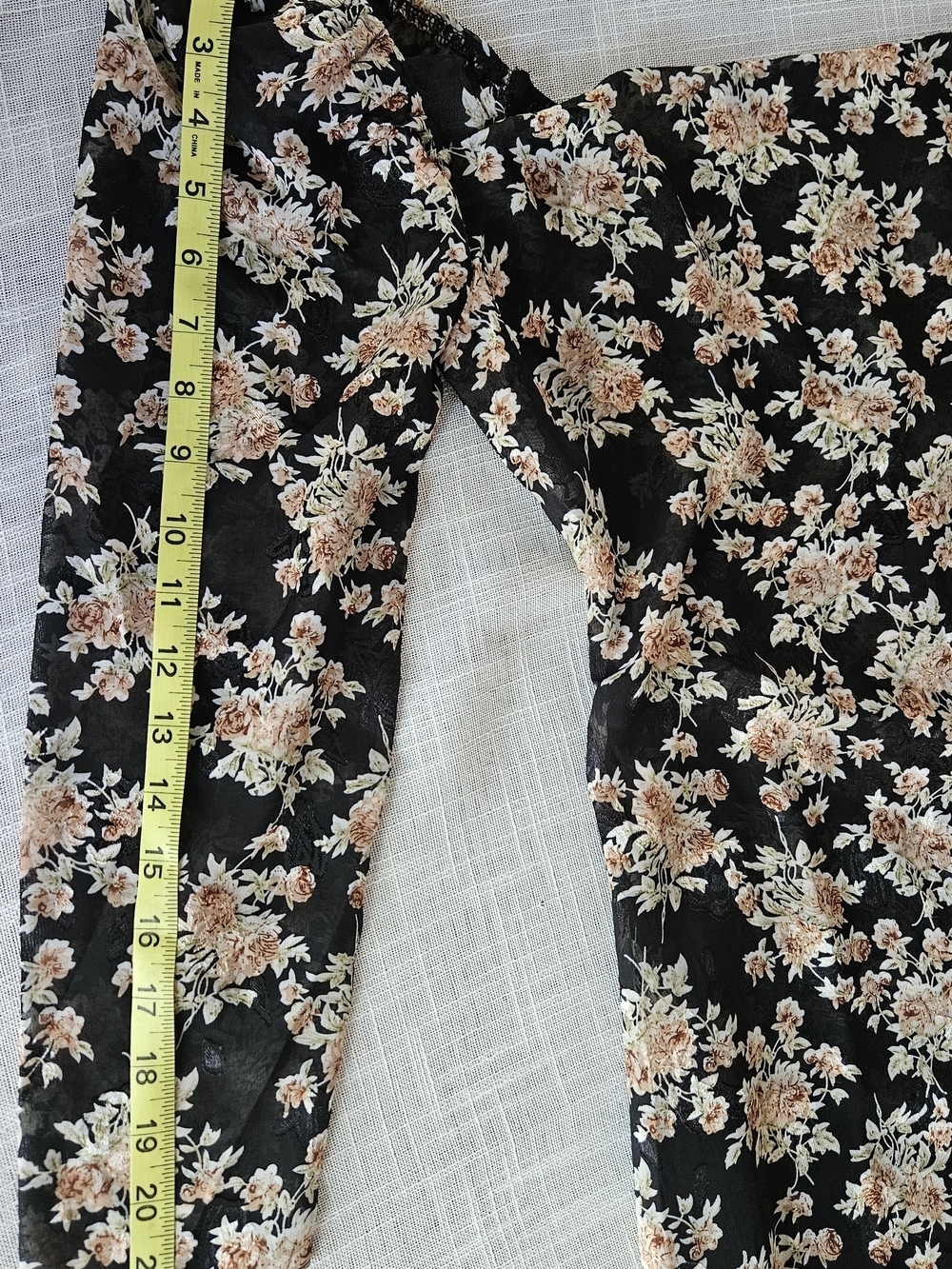 LUSH Floral Burnout Velvet Midi Dress S NWT Ruched High-Low Long Sleeve - Picture 13 of 16